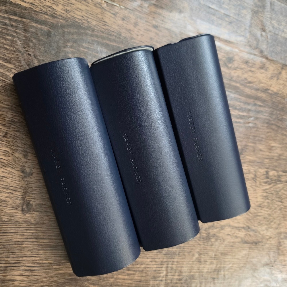 WARBY PARKER Eyeglass Case Unisex Navy Blue Collapsible Hard Shell Set of 3